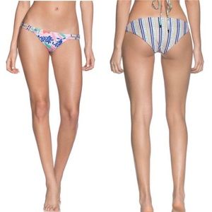 Maaji Village Villas Floral & Striped Reversible Bikini Bottoms Sz S